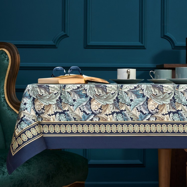 Скатерть "листья морриса" gold stripe 140х300см , 100% хлопок, твил, пропитка Lefard (850-752-23)