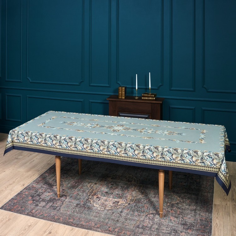 Скатерть "листья морриса" gold stripe 140х300см , 100% хлопок, твил, пропитка Lefard (850-752-23)