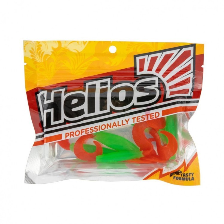 Твистер Helios Hybrid 2,75"/7,0 см, цвет Lime & Red 7 шт HS-13-021 (78165)