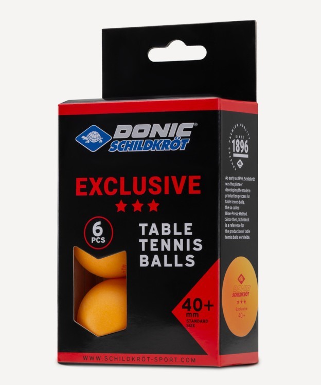 Мяч для настольного тенниса Donic 3* Exclusive, оранжевый, 6 шт. (2111837)