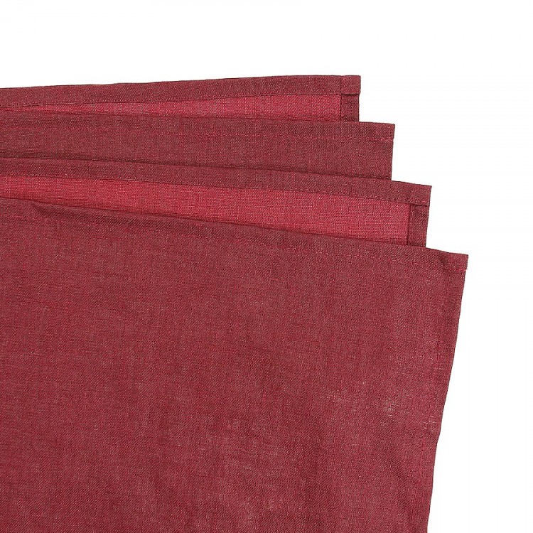 Скатерть на стол из умягченного льна с декоративной обработкой бордового цвета essential, 143х143 см (63459)