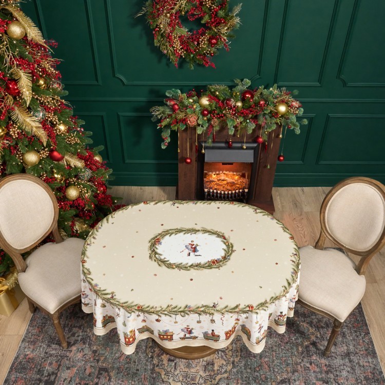 Скатерть  овальная  "щелкунчик" ,140х180см ,бежевый, 100% хлопок ,твил Lefard (850-757-4)