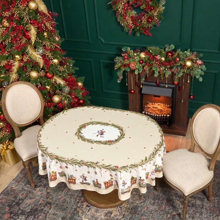 Скатерть  овальная  "щелкунчик" ,140х180см ,бежевый, 100% хлопок ,твил Lefard (850-757-4)