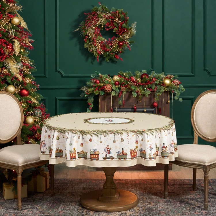 Скатерть  овальная  "щелкунчик" ,140х180см ,бежевый, 100% хлопок ,твил Lefard (850-757-4)