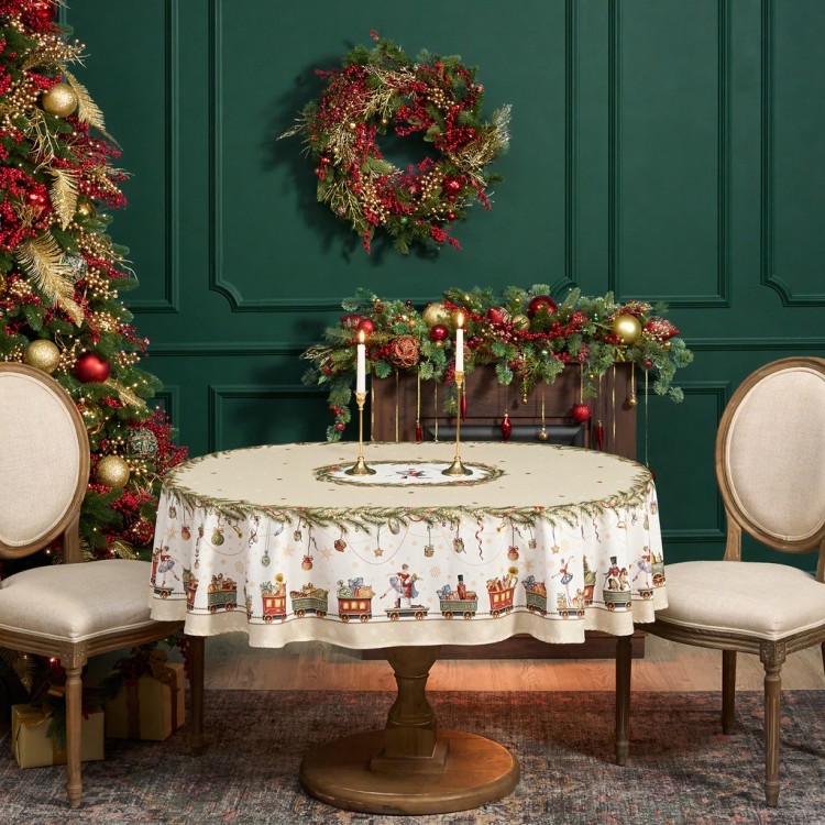 Скатерть  овальная  "щелкунчик" ,140х180см ,бежевый, 100% хлопок ,твил Lefard (850-757-4)