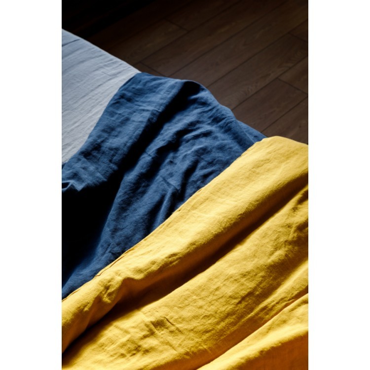 Пододеяльник изо льна темно-синего цвета essential, 200х200 см (63319)