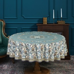Скатерть круглая "листья морриса" gold stripe d150 см , 100% хлопок , твил, пропитка Lefard (850-752-26)