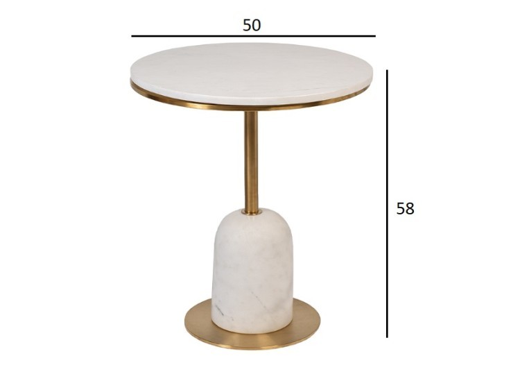Стол журнальный мрамор белый d50*58см (TT-00012872)