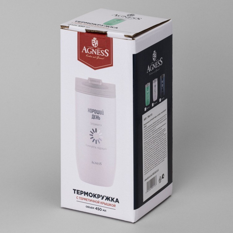 Термокружка agness "happiness" 450мл Agness (709-113)