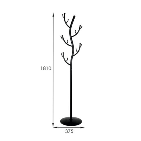 Вешалка-стойка Дерево, 1,81 м, диск 37,5 см, 15 крючков, металл, черная, ВНП 211 Ч/609158 (1) (96626)