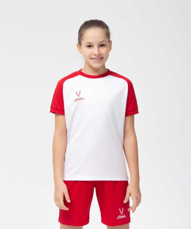 Футболка игровая JÖGEL CAMP Reglan Jersey, белый/красный, детский (702194)