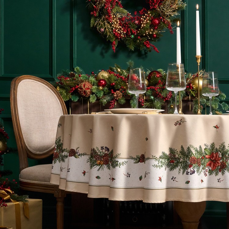 Скатерть круглая "celebration" 190см ,бежевый, 100% хлопок,твил,горох пропитка Lefard (850-734-22)