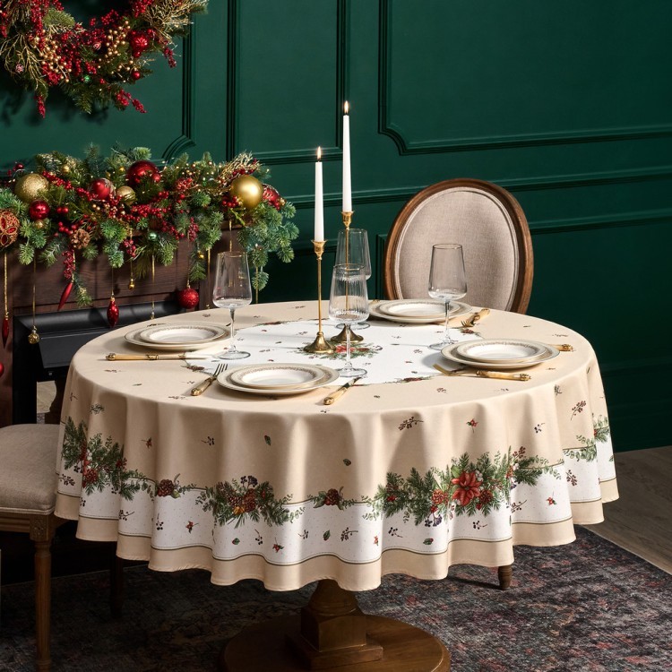 Скатерть круглая "celebration" 190см ,бежевый, 100% хлопок,твил,горох пропитка Lefard (850-734-22)