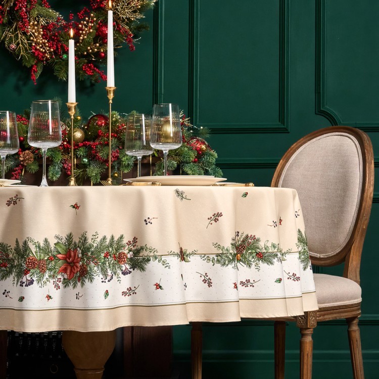 Скатерть круглая "celebration" 190см ,бежевый, 100% хлопок,твил,горох пропитка Lefard (850-734-22)