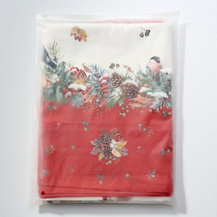 Дорожка "морозко.снегири" 45х145см ,красный, 100% хлопок,твил пропитка (850-745-3) 