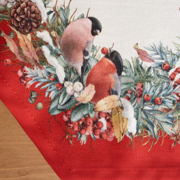 Дорожка "морозко.снегири" 45х145см ,красный, 100% хлопок,твил пропитка (850-745-3) 