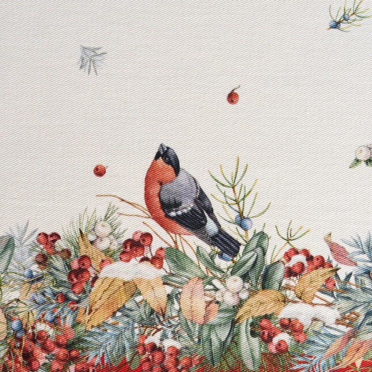 Дорожка "морозко.снегири" 45х145см ,красный, 100% хлопок,твил пропитка (850-745-3) 