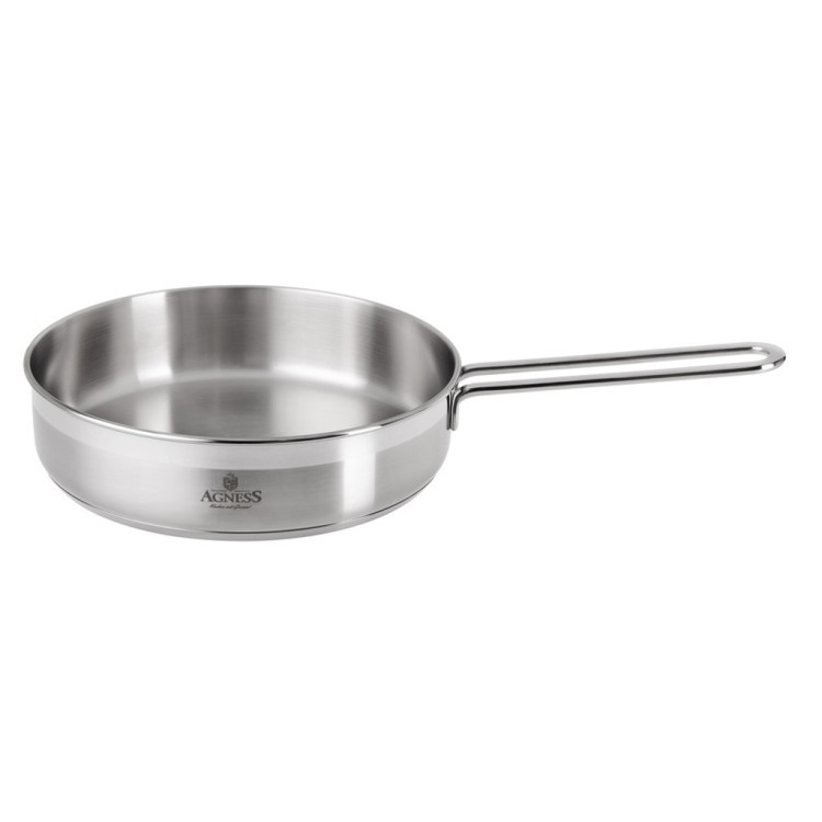 Сковорода agness professional 22х6 см, 2,1 л высококачественная нерж сталь 18/10 индукционное дно Agness (914-317)