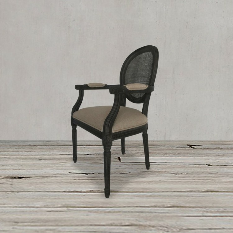 Полукресло CH-385BF, каркас массив дуба, обивка лен, grey, ROOMERS FURNITURE