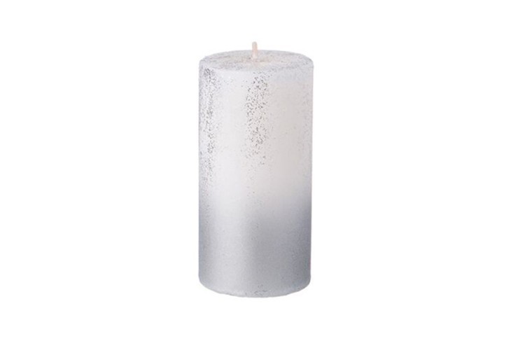 Свеча столбик d5*8 см белая с серебром (TT-00013612)