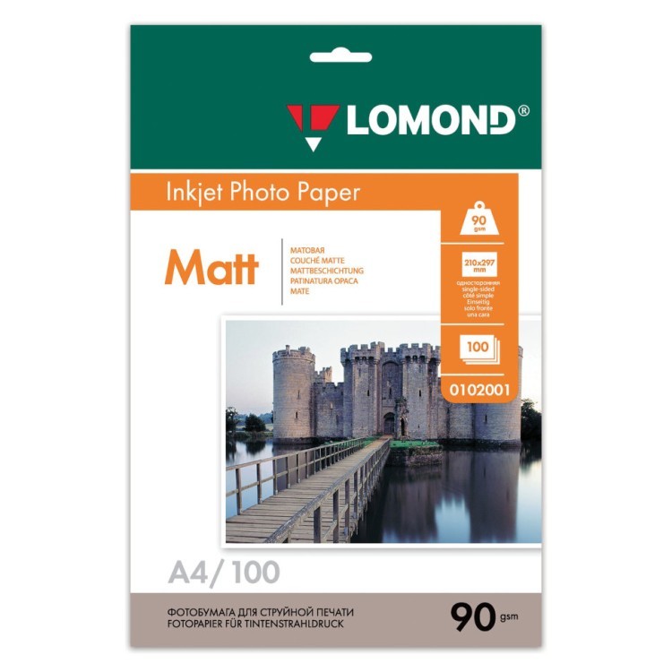 Фотобумага для струйной печати Lomond A4 90 г/м2 100 листов односторонняя матовая 0102001 (1) (65438)