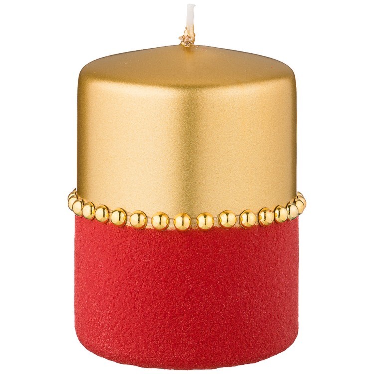 Свеча декоративная столбик "велюровый шик" red диаметр 7,5 см высота 10 см Adpal (348-833)