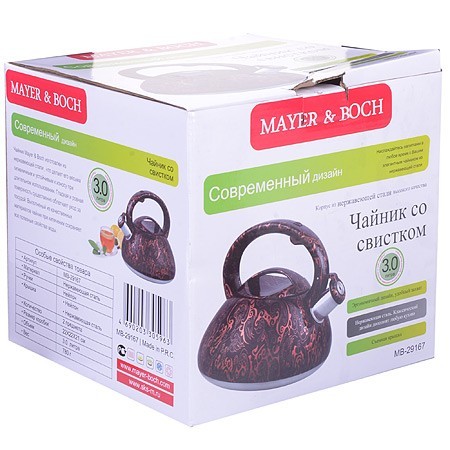 Чайник 3л со свистком нерж Mayer&Boch (29167)