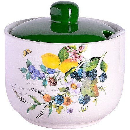 Сахарница с крышкой 520мл с ложкой 3пр Лесные ягоды с лимонами доломит LR (60149)