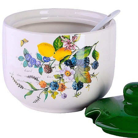 Сахарница с крышкой 520мл с ложкой 3пр Лесные ягоды с лимонами доломит LR (60149)