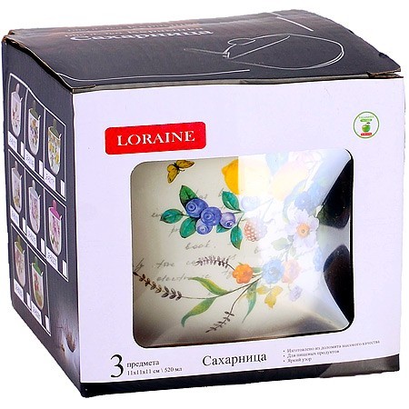 Сахарница с крышкой 520мл с ложкой 3пр Лесные ягоды с лимонами доломит LR (60149)