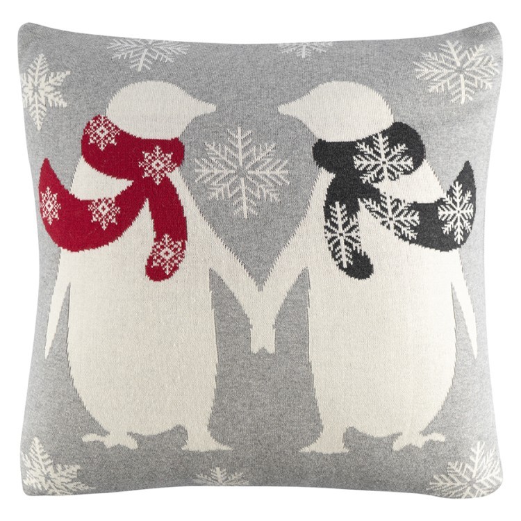 Подушка вязаная с новогодним рисунком festive penguins из коллекции new year essential, 45x45 см (76788)