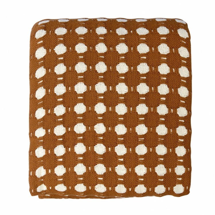 Покрывало из хлопка polka dots карамельного цвета из коллекции essential, 180х250 см (76959)