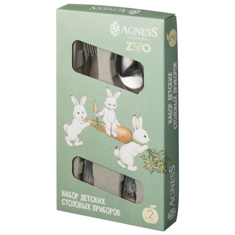 Набор детских столовых приборов zoo agness 2 пр Agness (1000-031)