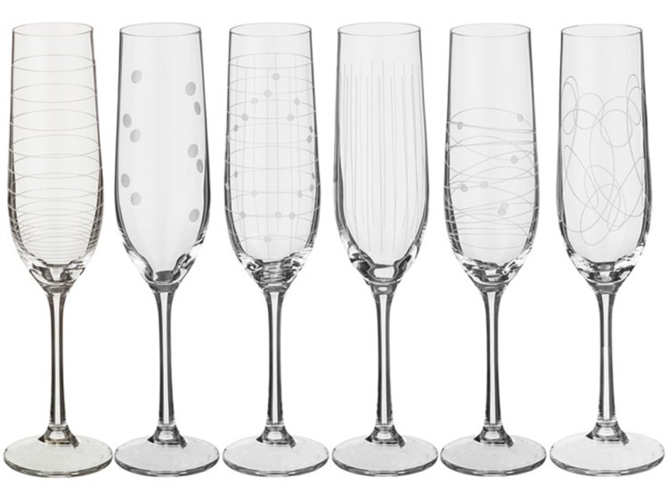 Набор бокалов для шампанского из 6 шт." виола микс /elements" 190 мл. высота=24 см. Bohemia Crystal (674-519)