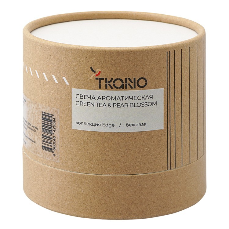 Свеча ароматическая с деревянным фитилём green tea & pear blossom из коллекции edge, бежевый, 60 ч (75677)