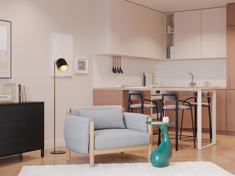 Свеча ароматическая с деревянным фитилём green tea & pear blossom из коллекции edge, бежевый, 60 ч (75677)