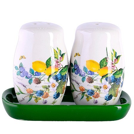 Набор для специй на подставке 3пр Лесные ягоды с лимонами доломит LR (60151)