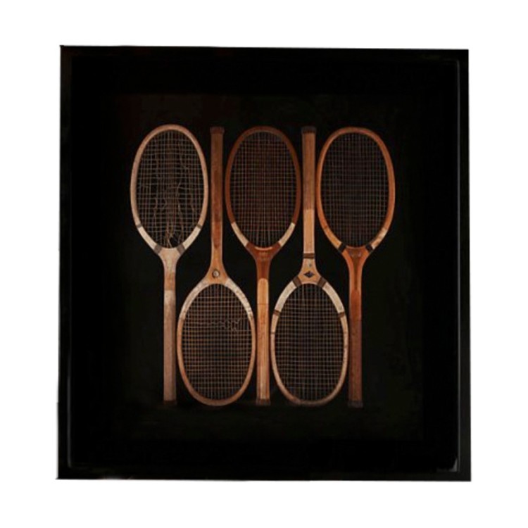 Картина Теннисные ракетки H-DIM-WS-0003-Z, массив дуба, стекло, бумага, Black, RESTORATION HARDWARE