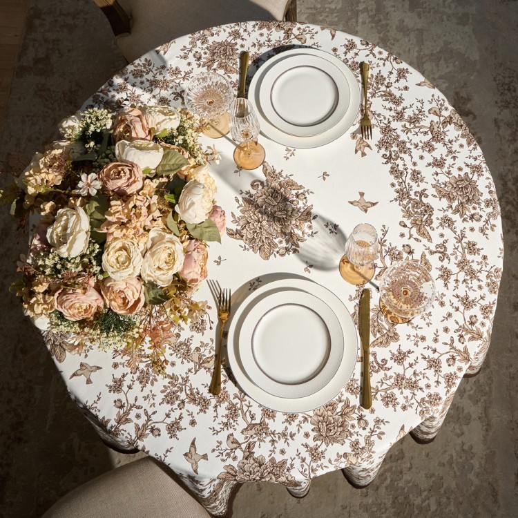 Скатерть круглая "rich garden" 190 см,белый ,100% хлопок ,твил с пропиткой Lefard (850-754-23)