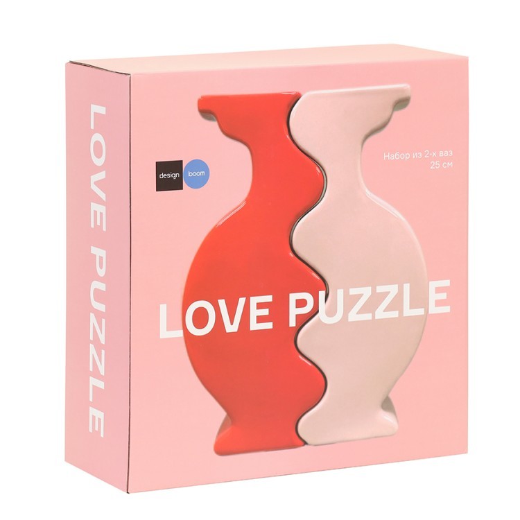 Набор из 2-х ваз love puzzle, 25 см, красная/розовая (79168)