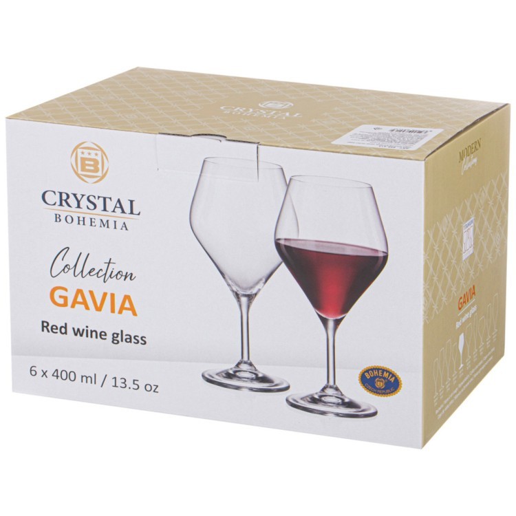 Набор бокалов для вина "gavia" из 6шт 400мл Crystal Bohemia (669-413)