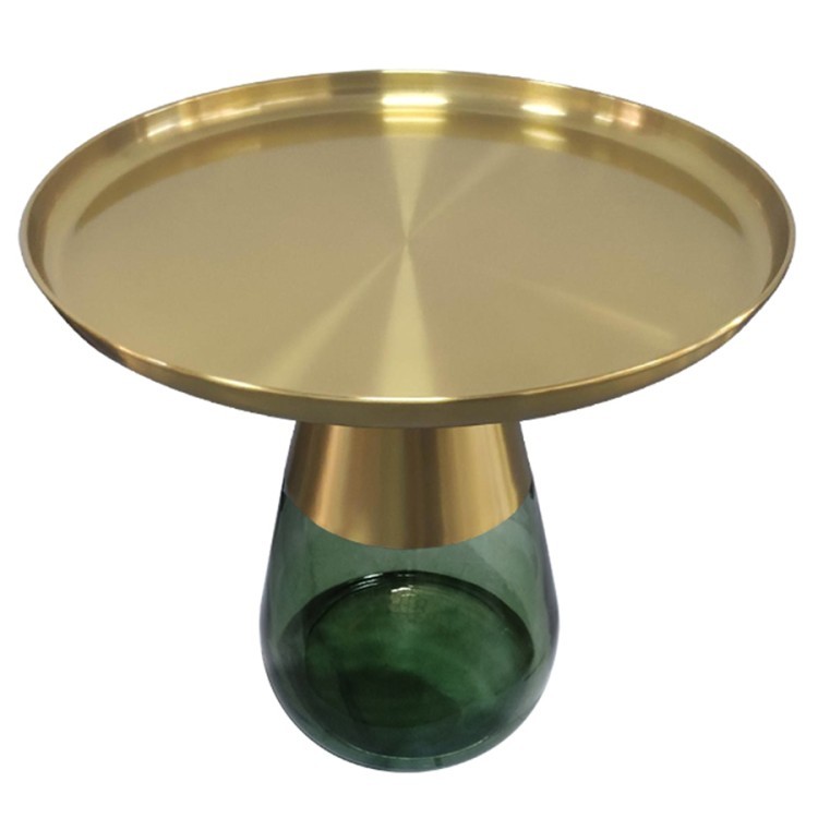 Столик кофейный dahl, D60х52 см, латунь/зеленый (74250)