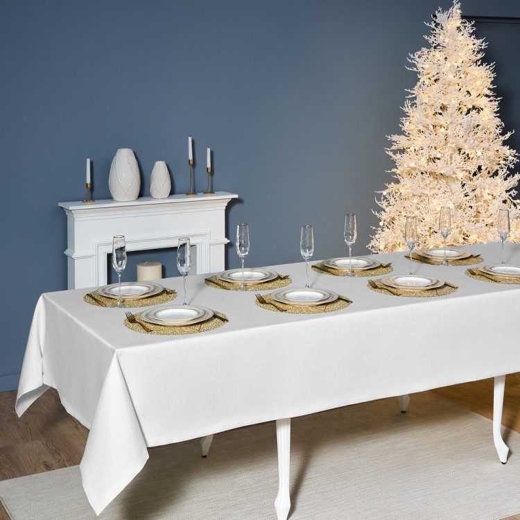 Скатерть  160х400 cm прямоугольная, "феерия. серебро", цвет: белый, полиэстер 100% (кор=1 Lefard (986-004-23)