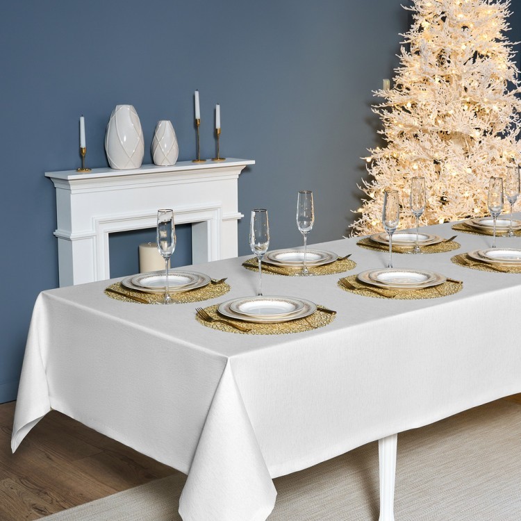 Скатерть  160х400 cm прямоугольная, "феерия. серебро", цвет: белый, полиэстер 100% (кор=1 Lefard (986-004-23)