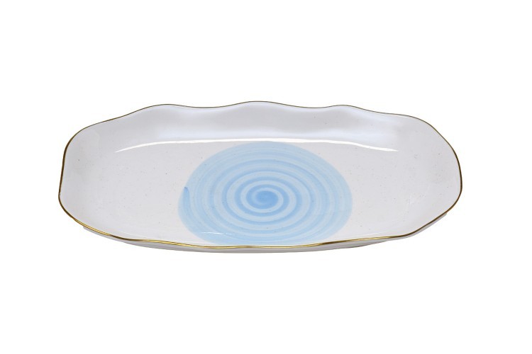 Тарелка овальная MISTERO голубая 30см (6) (TT-00008240)