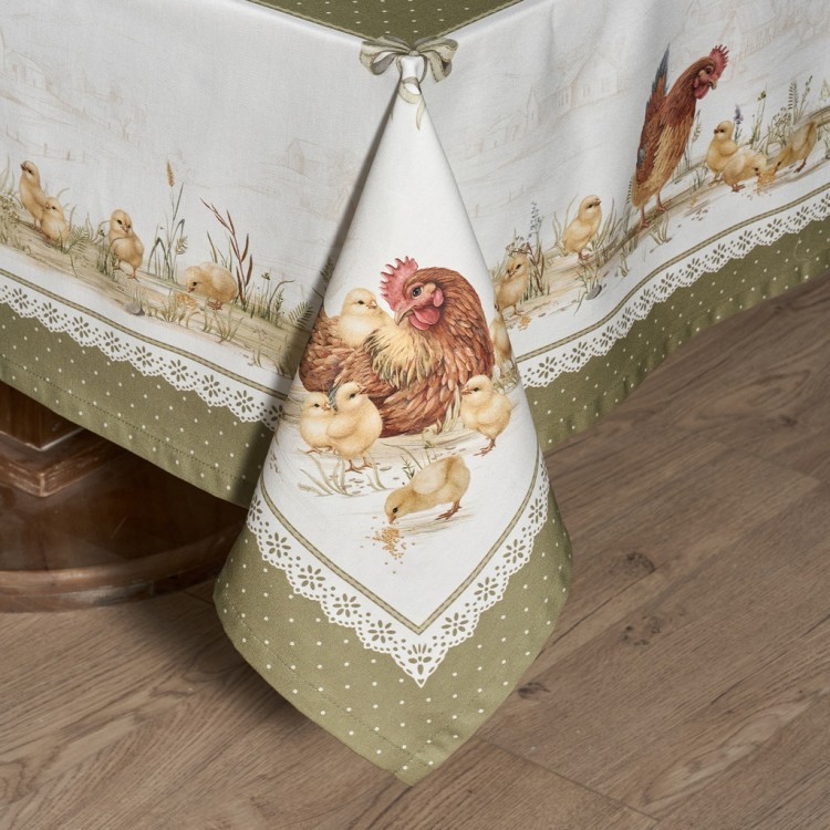 Скатерть "золотая курочка" 160х220см, 100% хлопок, твил с пропиткой Lefard (850-767-21)