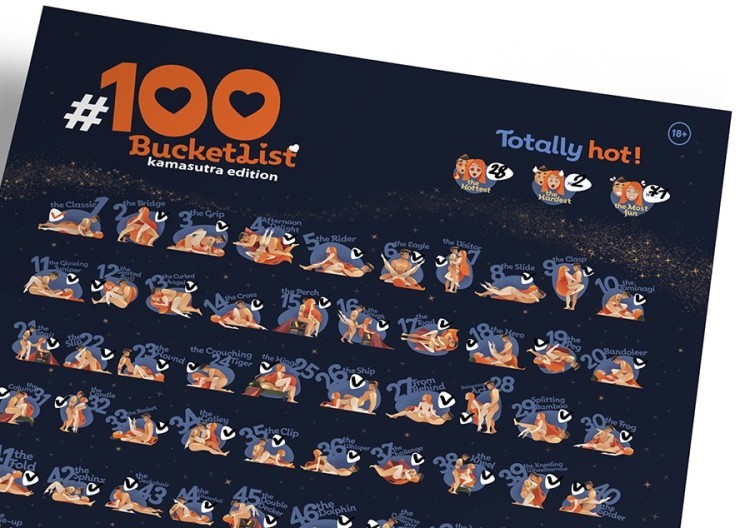 Интерактивный скретч постер #100 bucketlist kamasutra edition (58049)