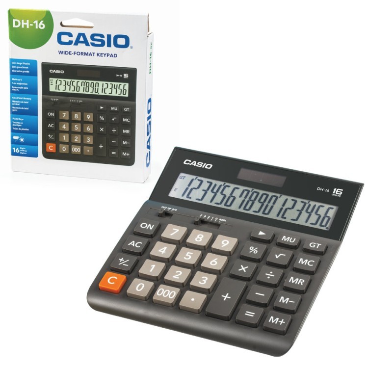 Калькулятор настольный Casio DH-16-BK-S-EP 16 разрядов 250387 (64930)