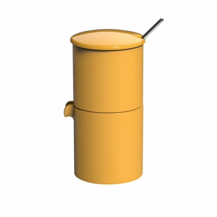 Набор: сахарница + молочник + ложечка C098-51AYE, фарфор, Yellow, LOVERAMICS Набор: сахарница + молочник + ложечка C098-51AYE, фарфор, Yellow, LOVERAMICS