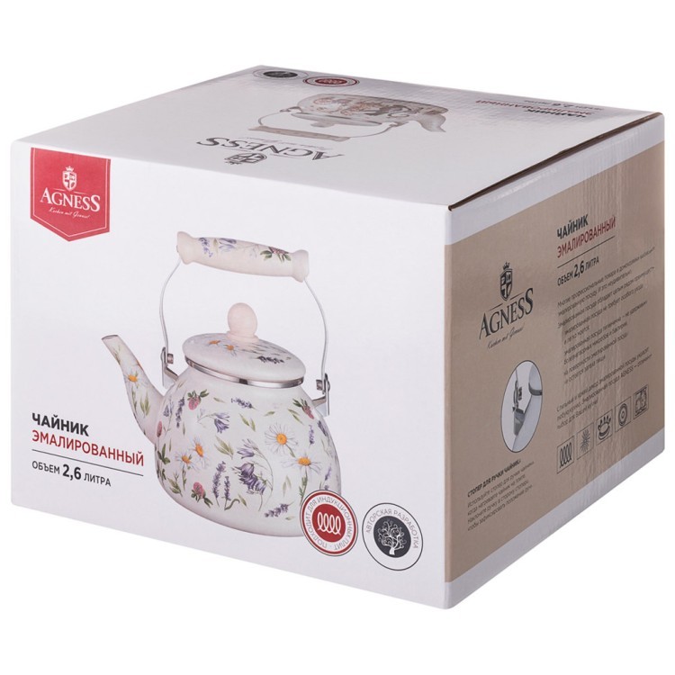 Чайник agness эмалированный серия "flower story", 2,6 л Agness (943-093)